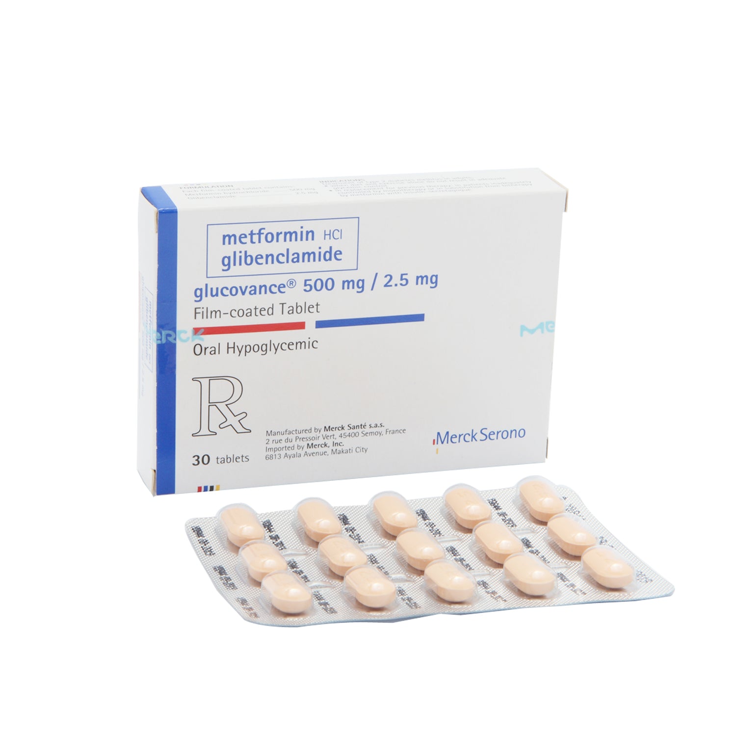 GLUCOVANCE Metformin Hydrochloride / Glibenclamide 500mg / 2.5mg Film ...