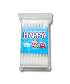 Image of HAPPY COTTON BUDS PLASTIC STEM 36'S