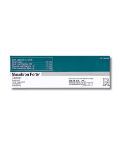 Image of MUCOBRON FORTE 1 CAPSULE - GUAIFENESIN / DEXTROMETHORPHAN / PHENYLPROPANOLAMINE / CHLORPHENAMINE 50MG / 10MG / 25MG / 2MG