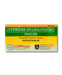 Image of TRACEN CETIRIZINE DIHYDROCHLORIDE 10MG FILM-COATED TABLET 1'S