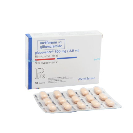 GLUCOVANCE Metformin Hydrochloride / Glibenclamide 500mg / 2.5mg Film ...