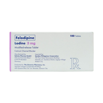 Image of LODINE FELODIPINE 5MG MODIFIED-RELEASE TABLET 100'S