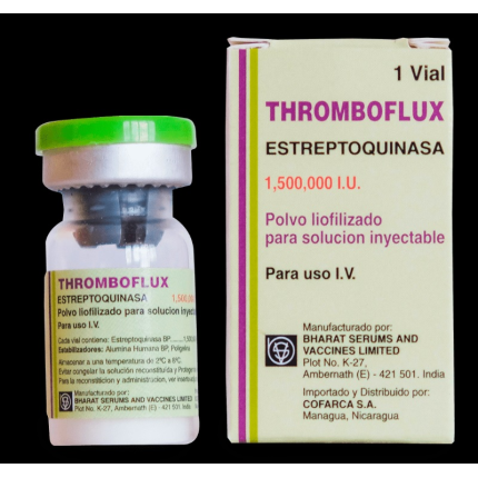 Image of THROMBOFLUX STREPTOKINASE 1,500,000IU LYOPHILIZED POWDER FOR IV INJECTION 5ML 1'S