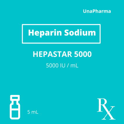 Image of HEPASTAR 5000 HEPARIN SODIUM 5000IU / ML SOLUTION FOR IV/SC INJECTION 5ML 1'S