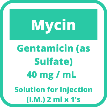 Image of MYCIN GENTAMICIN SULFATE 40MG / ML SOLUTION FOR IM/IV INJECTION 2ML 10'S