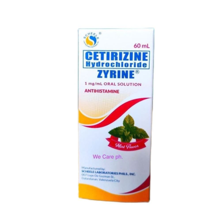 Image of ZYRINE CETIRIZINE HYDROCHLORIDE 1MG / ML ORAL SOLUTION 60ML MINT