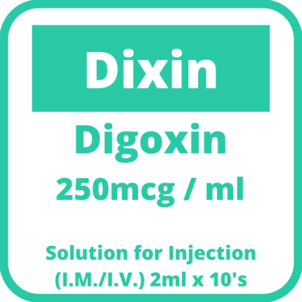 Image of DIXIN DIGOXIN 250MCG / ML SOLUTION FOR IV/IM INJECTION 2ML 10'S