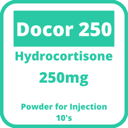 Image of DOCOR 250 HYDROCORTISONE SODIUM SUCCINATE 250MG POWDER FOR INJECTION 10'S