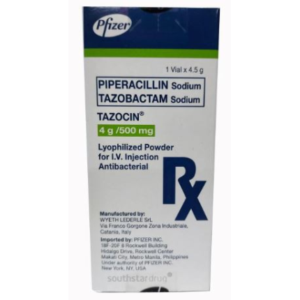 Image of TAZOCIN PIPERACILLIN / TAZOBACTAM 4G / 500MG POWDER FOR IV INJECTION 1'S