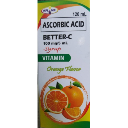 Image of BETTER C ASCORBIC ACID 100MG / 5ML SYRUP 120ML ORANGE