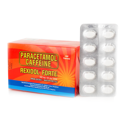 Image of REXIDOL FORTE 10 TABS - PARACETAMOL / CAFFEINE 500MG / 65MG