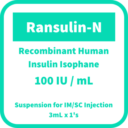 RANSULIN-N Recombinant Human Insulin Isophane 100IU / mL Suspension for ...