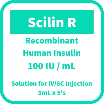 SCILIN R Recombinant Human Insulin 100IU / mL Solution for IV/SC ...