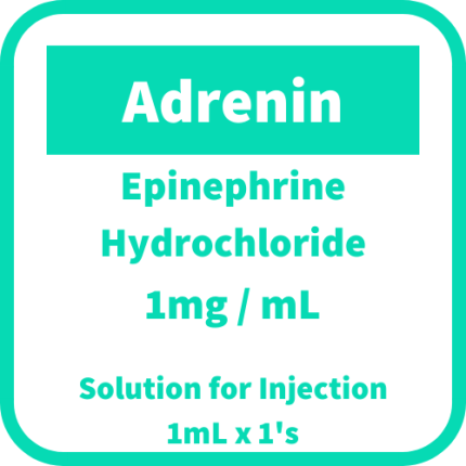 Image of ADRENIN EPINEPHRINE HYDROCHLORIDE 1MG / ML SOLUTION FOR INJECTION 1ML 1'S