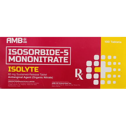 Image of ISOLYTE ISOSORBIDE MONONITRATE 60MG SUSTAINED RELEASE TABLET 1'S