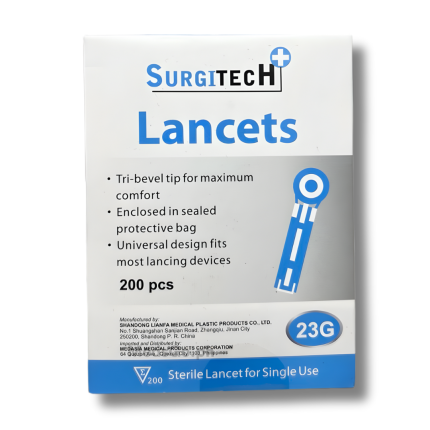 Image of SURGITECH STERILE LANCETS FOR SINGLE USE 23G 200'S