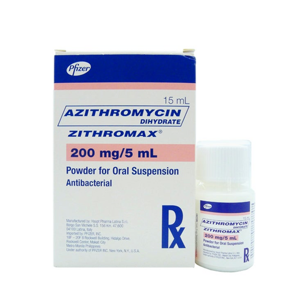 Image of ZITHROMAX AZITHROMYCIN DIHYDRATE 200MG / 5ML POWDER FOR ORAL SUSPENSION 15ML