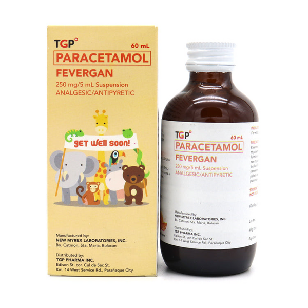 Image of TGP FEVERGAN PARACETAMOL 250MG / 5ML ORAL SUSPENSION 60ML ORANGE