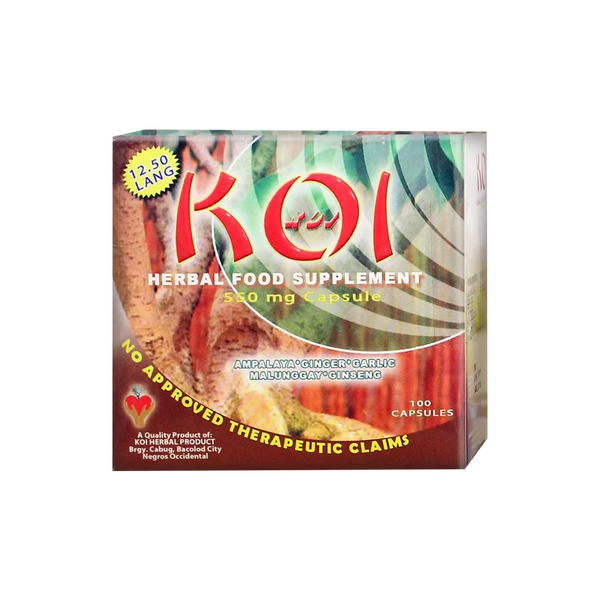 Image of THE ORIGINAL KOI AMPALAYA / GARLIC / MALUNGGAY / TURMERIC / GINSENG HERBAL CAPSULE 20'S