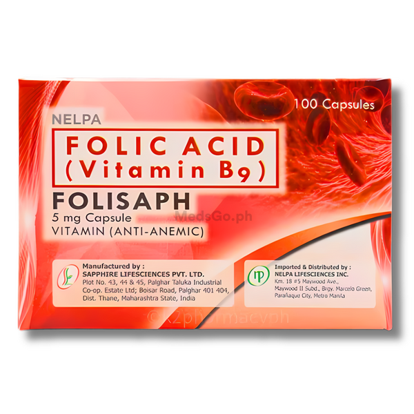 Image of FOLISAPH FOLIC ACID (VIT. B9) 5MG - 1 BOX X 100 CAPS
